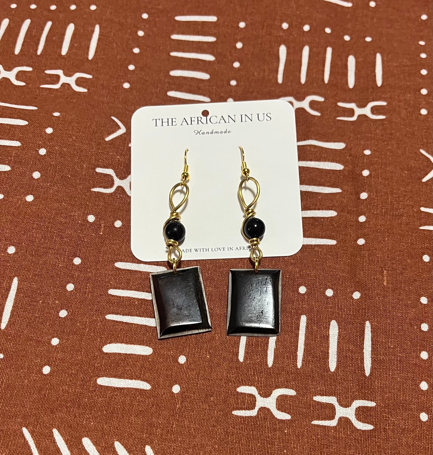 Grouped Brown Horn & Brass Earrings