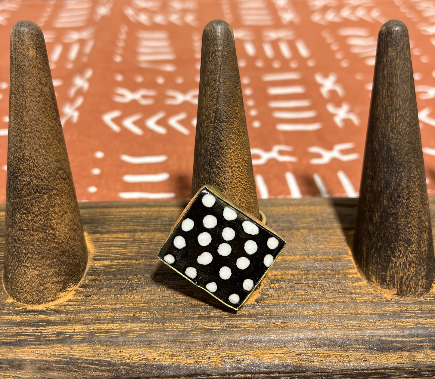 Square African Polka Dot Ring