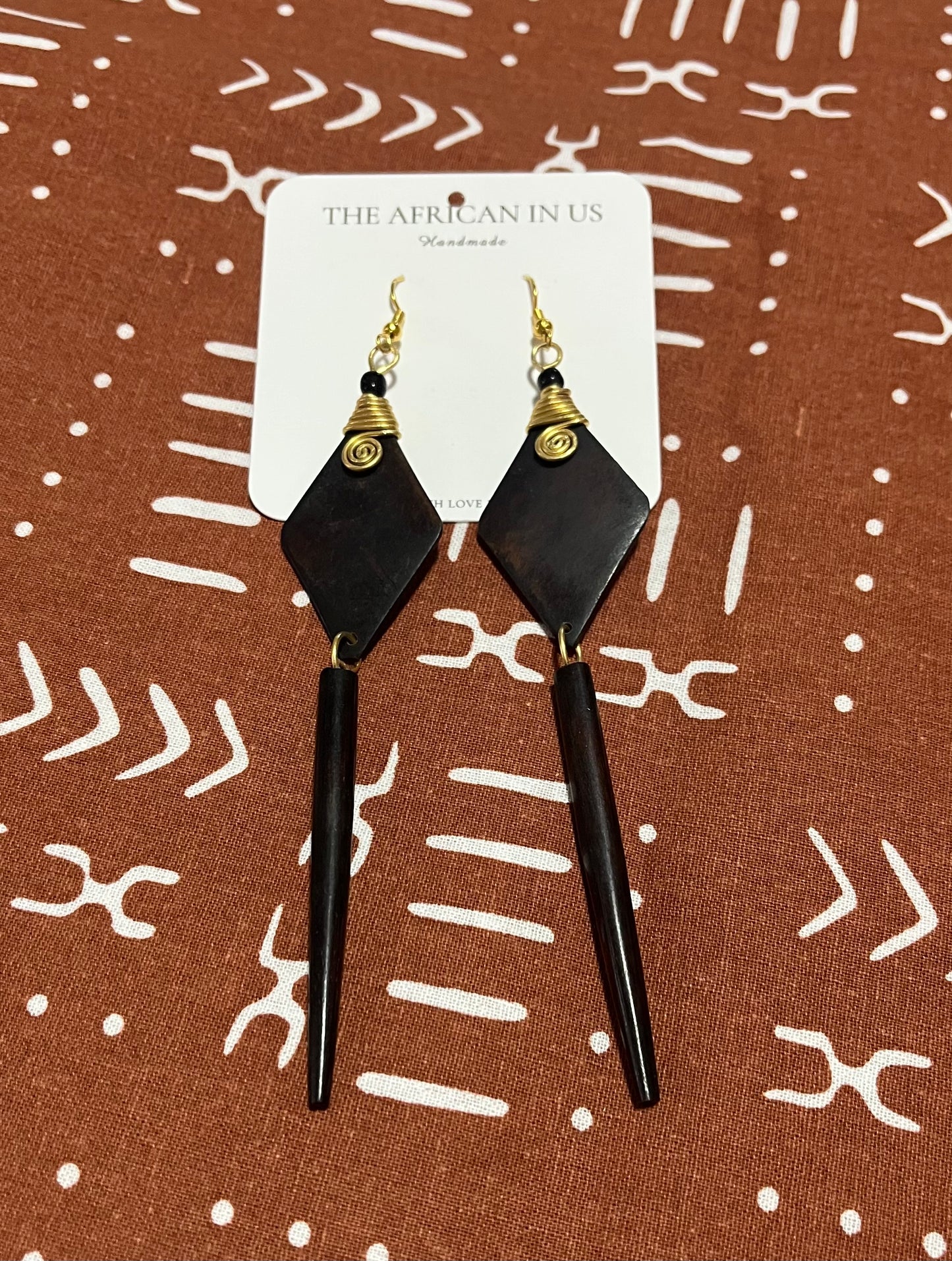 Grouped Brown Horn & Brass Earrings