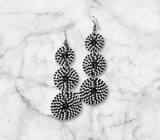 Black & White Beaded Earrings-9