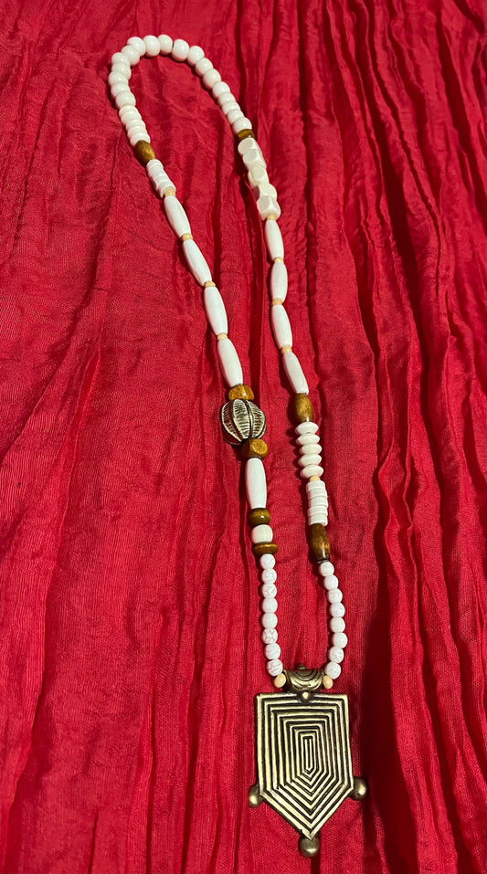 Cream Wooden African Necklace