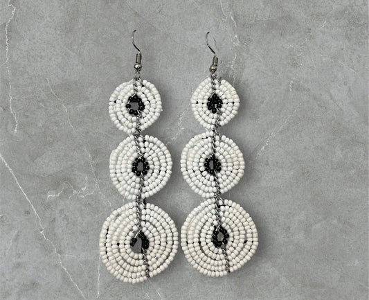 Black & White Beaded Earrings-8