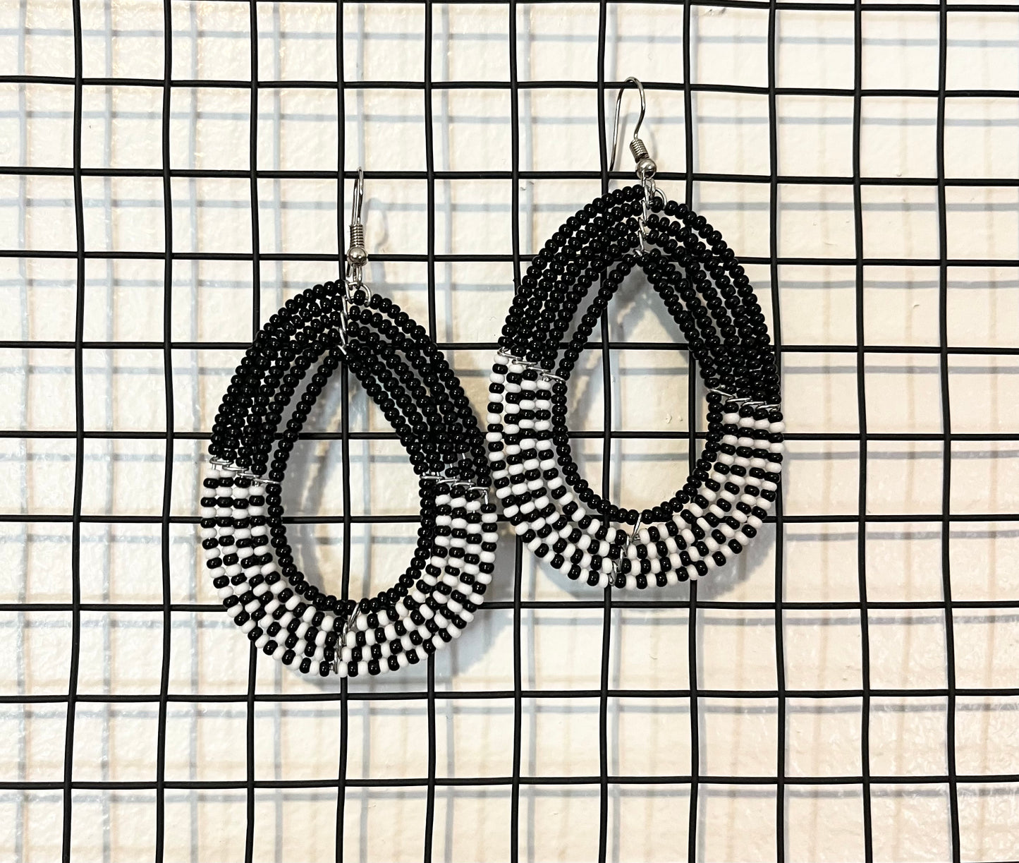 Black & White Beaded Earrings-5