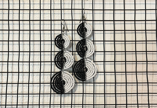 Black & White Beaded Earrings-7