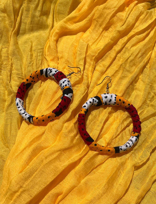 African Fabric Earrings - Yellow